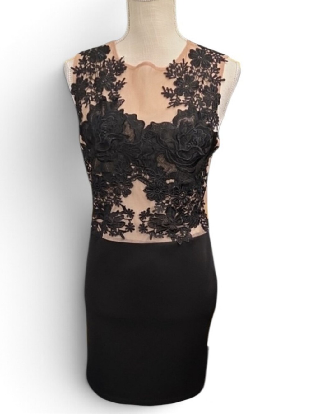 Caribbean Queen Black Floral Lace Midi Dress
